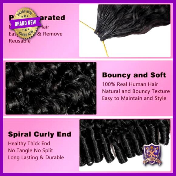 16in Pre-Separated Crochet Hair Extensions, Lightweight Reusable Remy Human Hair main image 6